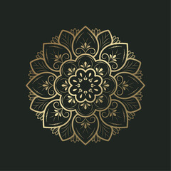 Luxury Black and Gold Floral Mandala Illustration