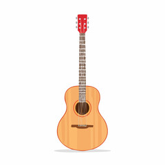 Wooden Acoustic Guitar: A stunning illustration of an acoustic guitar with a wooden body, intricately crafted with strings and sound hole, exuding musicality and harmony.