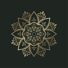Golden Geometric Star Mandala with Oriental Flair