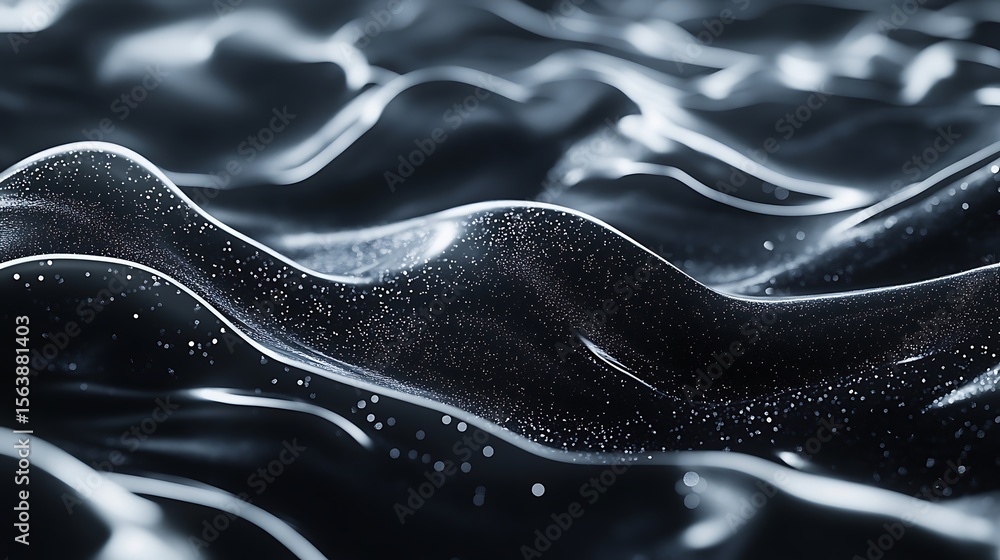 Aufkleber abstract dark background with flowing animated waves texture designs patterns silver gray black desi