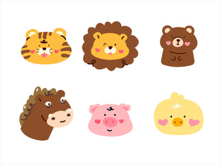 Obraz premium cute cartoon animal heads.