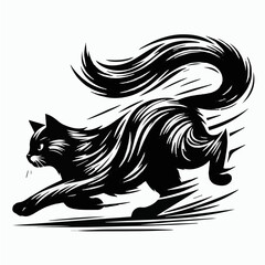 Obraz premium Running Cat Brush Style SVG 