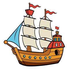 pirate ship on a white background