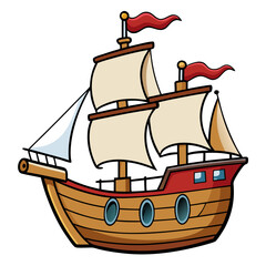 pirate ship on white background