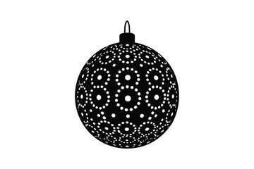 Black and white Christmas ornament with dot pattern on white background festive holiday decoration