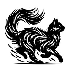 Obraz premium Running Cat Brush Style SVG 