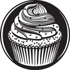 Swirled frosting cupcake with sprinkles dessert