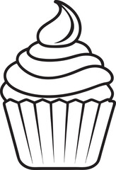 Swirled frosting cupcake outline dessert sweet