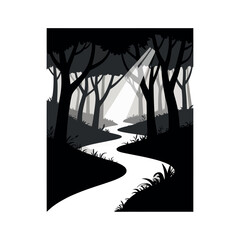 Fototapeta premium Forests Dense Silhouette on white background