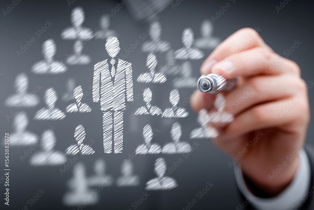Aufkleber business expert creates visual representation of networking relationships with digital markers