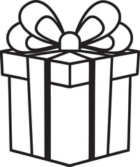 Wrapped gift box with ribbon bow present celebration