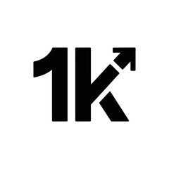 Obraz premium Black 1k icon with upward arrow symbolizing growth and success