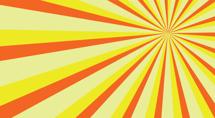 Red yellow rays background. Sun rays poster. Sunbeams. Pop Art Background. Retro Background. Comic star burst rays.
