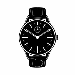 Luxury Timepiece: A sleek, minimalist wristwatch with a jet-black face and a genuine leather band, embodying timeless elegance and precision.