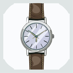 Watch on wrist: A pristine, detailed illustration of a sophisticated timepiece, ideal for projects centered on fashion, style, or time management.