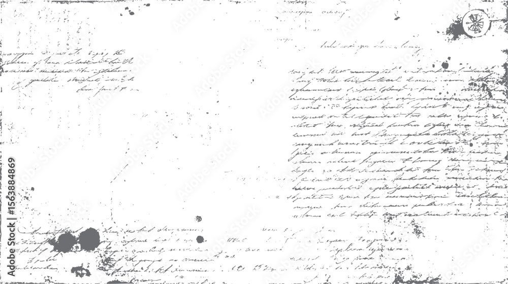 Fototapete faded manuscript texture with grunge paper overlay. distressed script text background design. ideal 