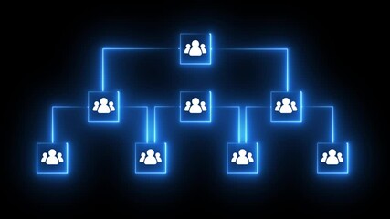 Global networking team work neon line animation isolated on black background - Powered by Adobe