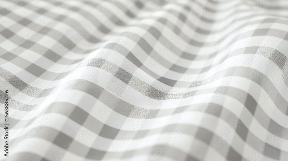 Poster soft gray and white checkered fabric with gentle waves creating a subtle, textured pattern of light 