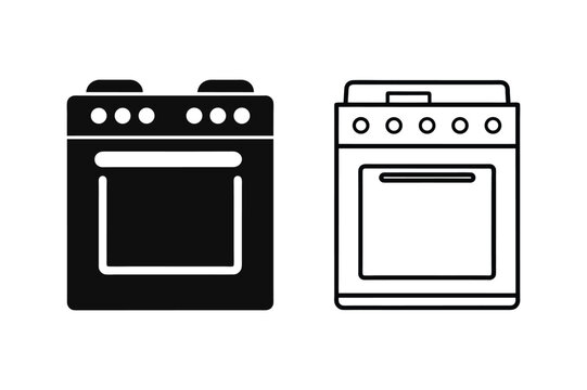 A set of kitchen oven icon vector art illustration