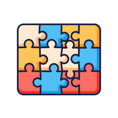 Fototapeta premium Colorful Jigsaw Puzzle Pieces Interlocking Icon isolated on a transparent background
