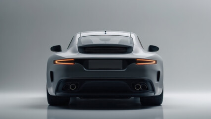 Sleek Modern Silver Sports Car Rear View