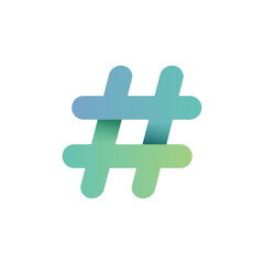 Obraz premium Modern gradient hashtag symbol with a clean white background