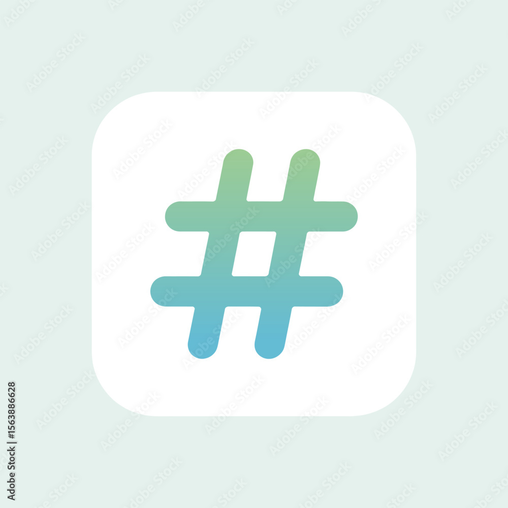 Poster abstract gradient hashtag symbol icon on a soft pastel background