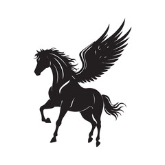 Obraz premium Flying Pegasus Silhouette Vector