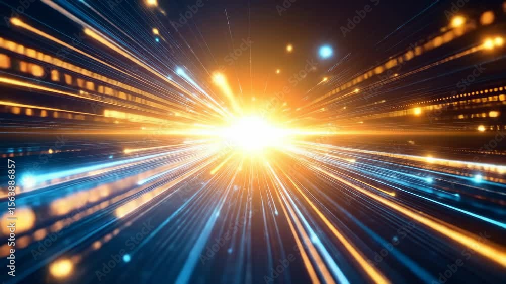 Aufkleber abstract digital speed lines radiating from a central light source