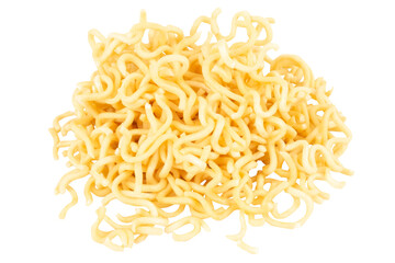 Pile of instant noodles on a white background