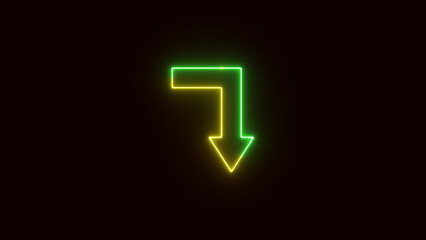 Neon green downward arrow, down arrow.
