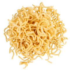Pile of instant noodles on a white background