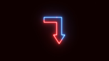 Neon green downward arrow, down arrow.