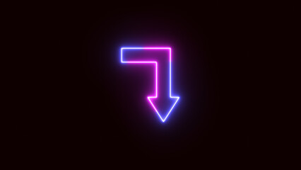 Neon green downward arrow, down arrow.