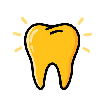 Yellow Tooth Icon Bright Shiny Smile Dental Care isolated on a transparent background