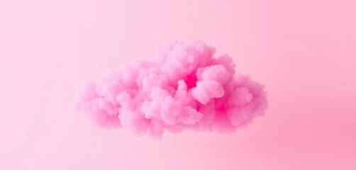 Fototapeta premium Abstract pink cloud, colorful geometric shapes on minimalist background Trendy fashion templates, style, geometric