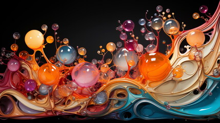  Abstract futuristic organic cosmic globes ball fluid flow liquid space planets