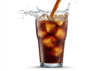 Refreshing Cola with Dynamic Splash Isolated