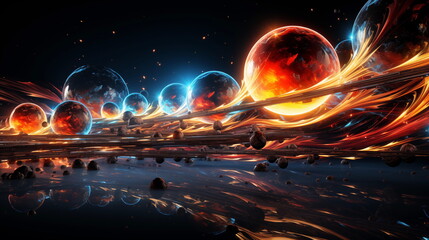  Abstract futuristic organic cosmic globes ball fluid flow liquid space planets