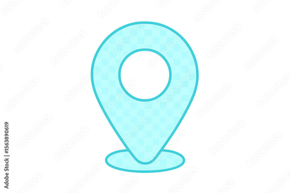 Poster location pin icon with transparent background indicating a precise spot on a map, useful for navigat