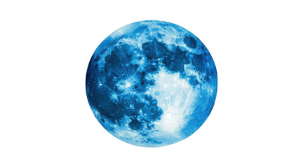 "Serene Blue Moon in the Night Sky Isolated on White Background – Tranquil Celestial Illustration for Dreamy, Fantasy, and Cosmic Design Themes"

