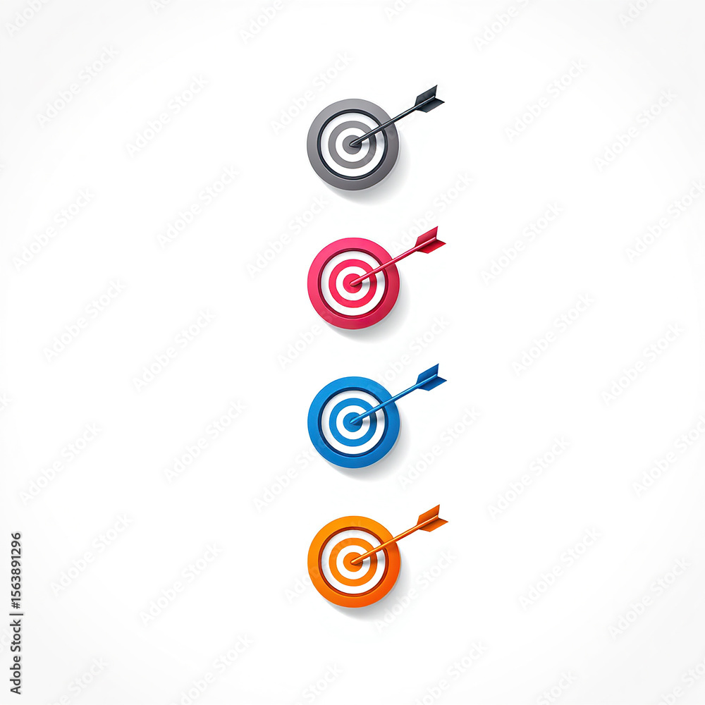 Poster target practice a collection of targets with arrows hitting the center for success and accuracy in b