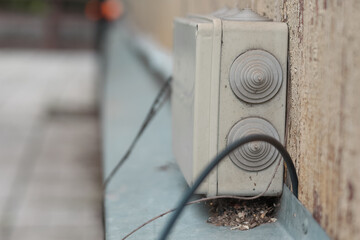 electric plug on a wooden background