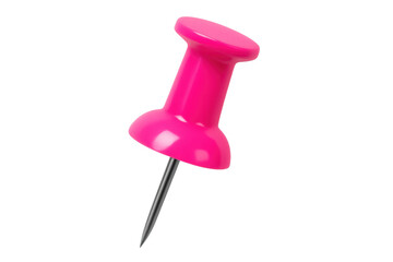 Metallic-tipped pink pushpin puncturing transparent surface, representing organization, communication, and workplace efficiency