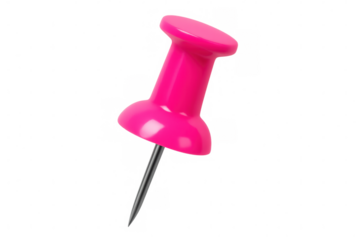 Metallic-tipped pink pushpin puncturing transparent surface, representing organization, communication, and workplace efficiency