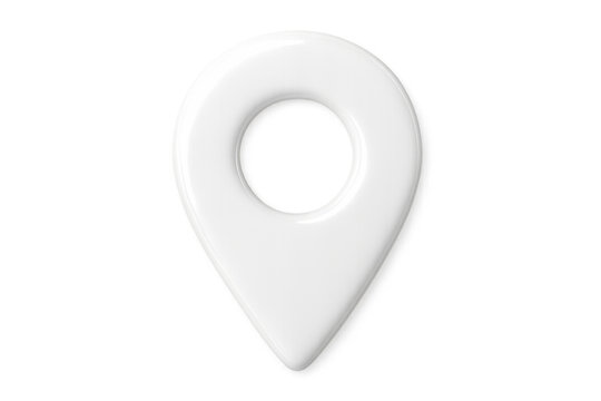 Fototapeta 3d rendering of a white glossy location pin icon pointing location on a transparent background