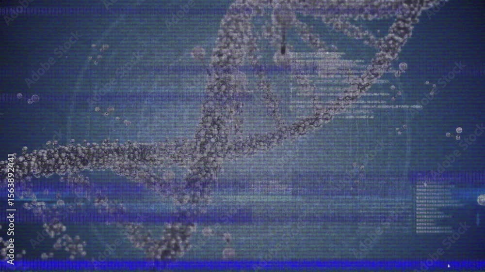 Aufkleber static band scanning initiating dna helix rotating, glitching, visualizing molecular data flow