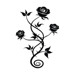 Circular Swirling Rose Vine with Leaves