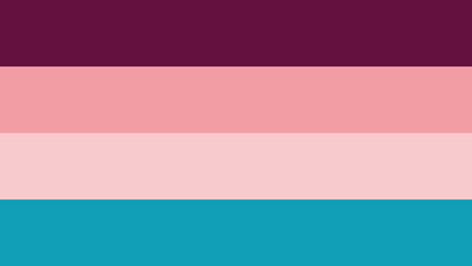 Minimalist abstract image composed of horizontal stripes in vibrant and contrasting tones in wine, pink and turquoise blue tones.