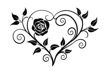 Circular Swirling Rose Vine with Leaves